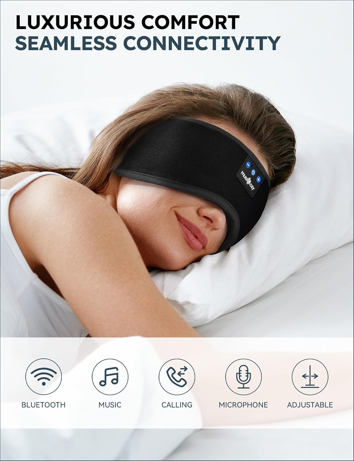 Sleep Headphones, Bluetooth 5.4 Sleep Mask Headband Headphones Sleeping Eye Mask, Wireless Music Earbuds Earphones with HD Stereo Speakers for Side Sleepers, Cool Gadgets Unique Gift