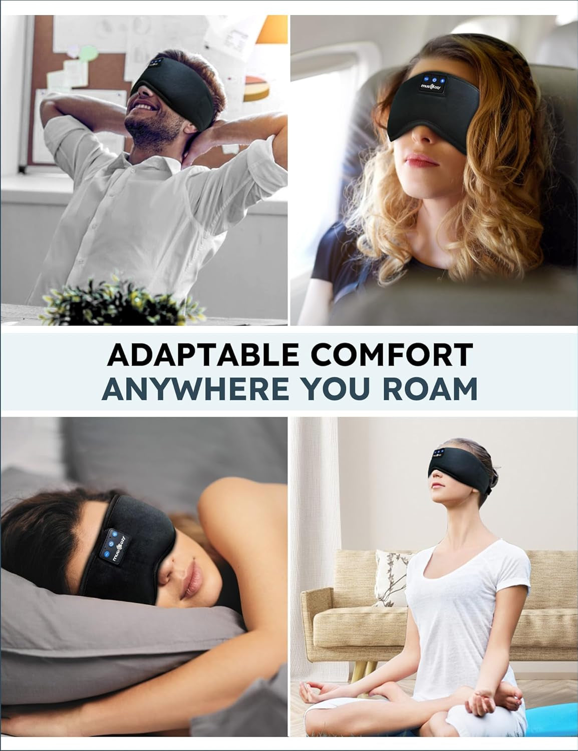 Sleep Headphones, Bluetooth 5.4 Sleep Mask Headband Headphones Sleeping Eye Mask, Wireless Music Earbuds Earphones with HD Stereo Speakers for Side Sleepers, Cool Gadgets Unique Gift