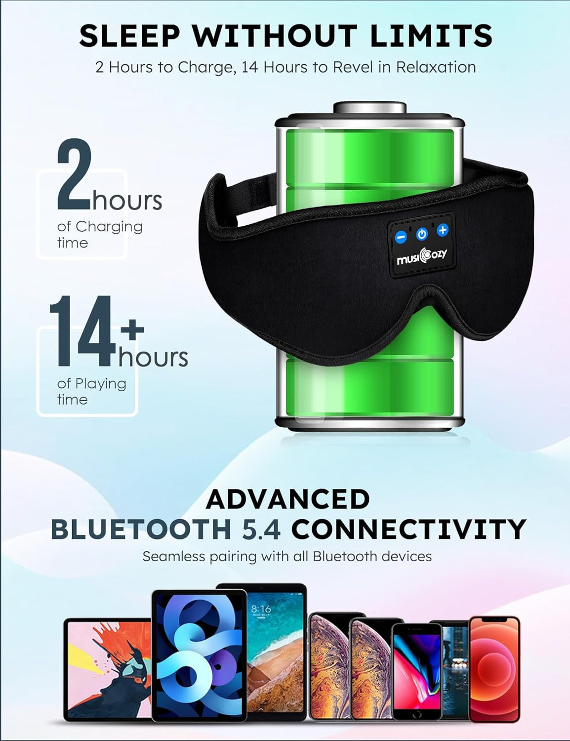 Sleep Headphones, Bluetooth 5.4 Sleep Mask Headband Headphones Sleeping Eye Mask, Wireless Music Earbuds Earphones with HD Stereo Speakers for Side Sleepers, Cool Gadgets Unique Gift
