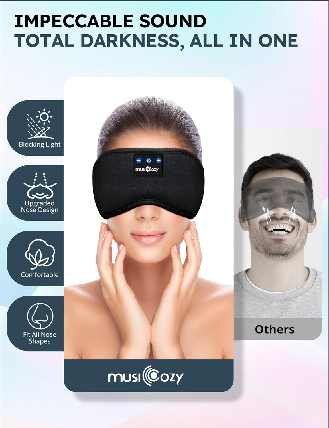 Sleep Headphones, Bluetooth 5.4 Sleep Mask Headband Headphones Sleeping Eye Mask, Wireless Music Earbuds Earphones with HD Stereo Speakers for Side Sleepers, Cool Gadgets Unique Gift