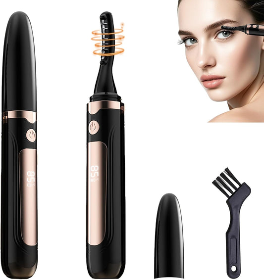2025 Heated Eyelash Curler-Usb Rechargeable Electric Eyelash Curler- Eyelash Curlers Heated 4 Temperature Modes Fast Heat up within 3S - 24 Hours Long Lasting- with Led Display for Women Girls(Black)