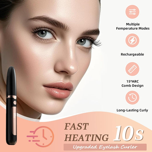 2025 Heated Eyelash Curler-Usb Rechargeable Electric Eyelash Curler- Eyelash Curlers Heated 4 Temperature Modes Fast Heat up within 3S - 24 Hours Long Lasting- with Led Display for Women Girls(Black)